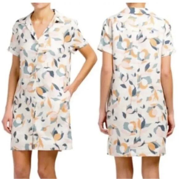 Rachel Zoe 100% Linen Floral Resort Beach Summer Button Up Shirt Dress Sz Large - Picture 1 of 7